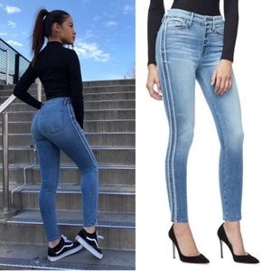 GOOD AMERICAN Stripe High Waist Straight Jeans